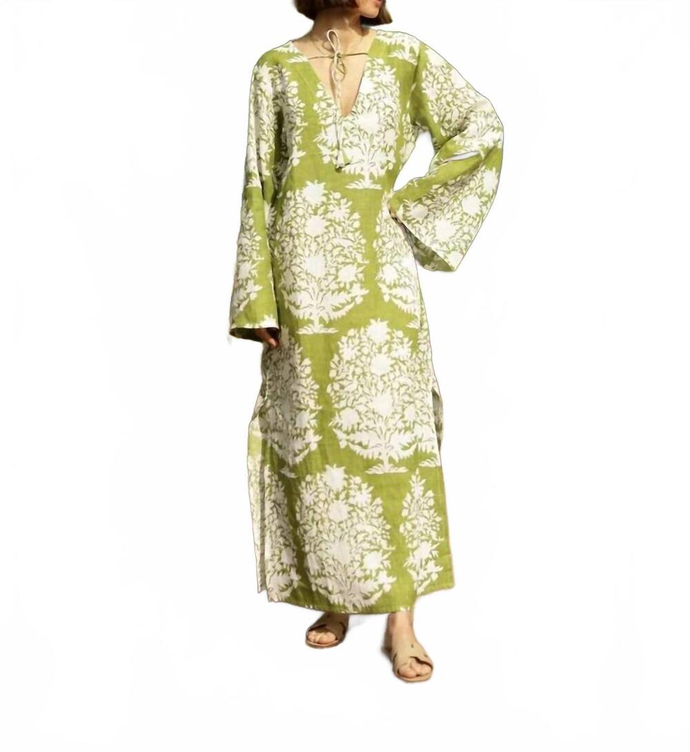 NEW MAISON MARIGOLD doha kaftan dress in green bouquet